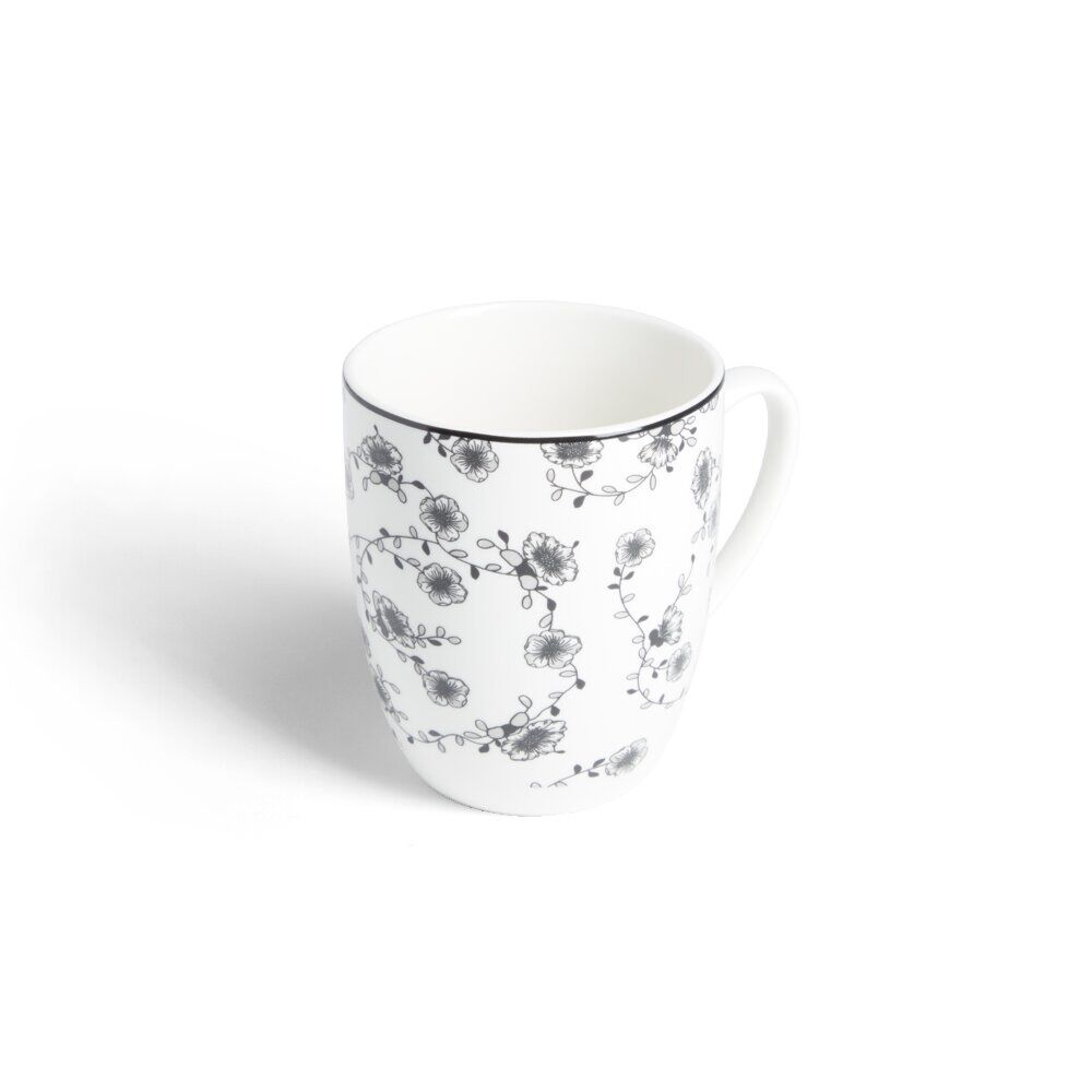 Lot de 4 mugs 200ml porcelaine Ø8,8x10,4cm noir et blanc
