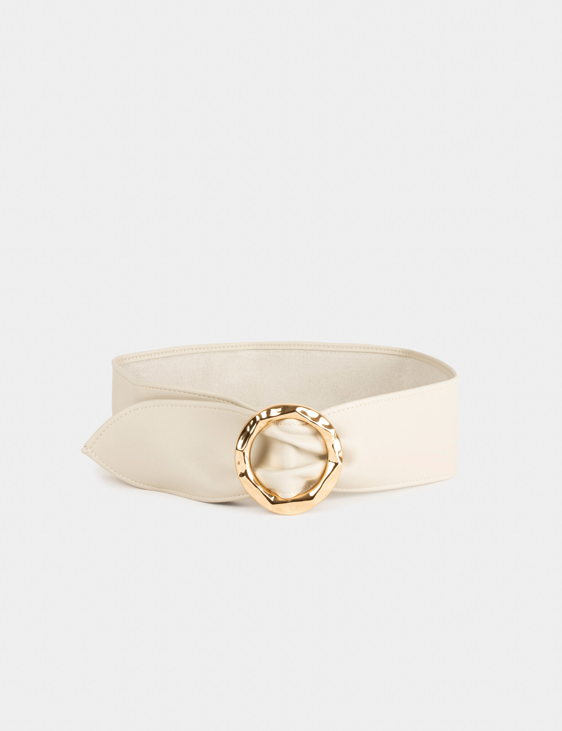 Ceinture avec boucle ronde beige femme - beige