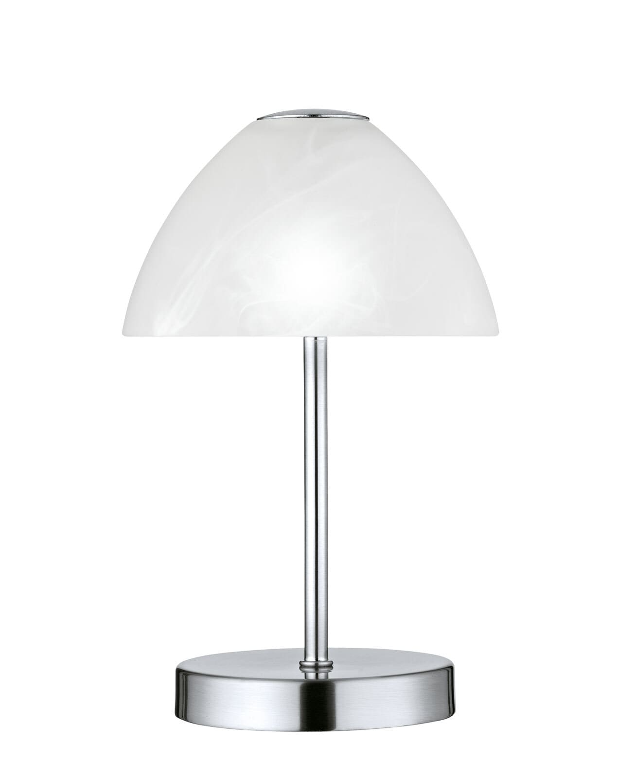 LED Tischleuchte Queen nickelfarbig 24cm 15cm Metall Glas dimmbar