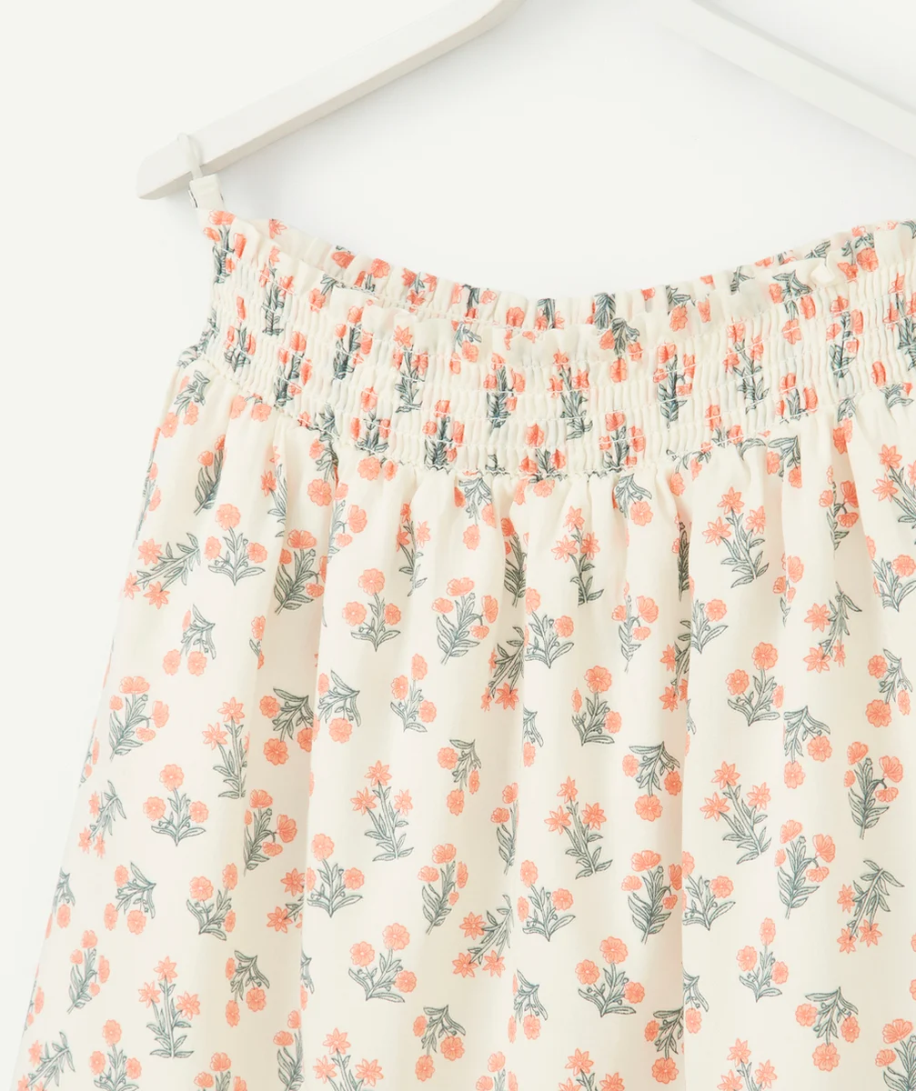 JUPE LONGUE FILLE ÉCRUE IMPRIMÉ FLEURI