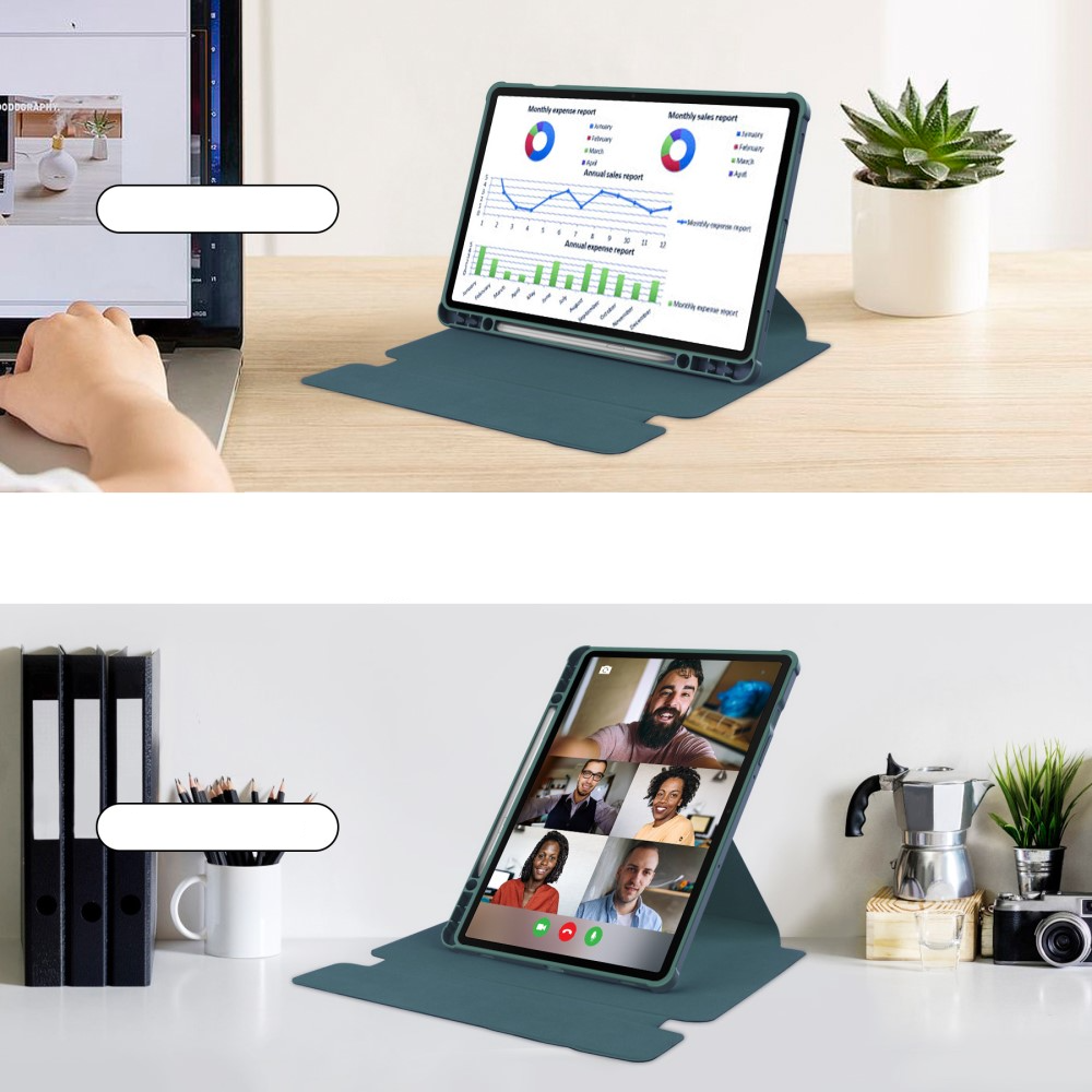 2in1 Samsung Galaxy Tab S9 Leder Tasche mit Acryl Rückseite   Magnet Bluetooth Tastatur   S-Pen Halterung (QWERTY) - Dunkelgrün