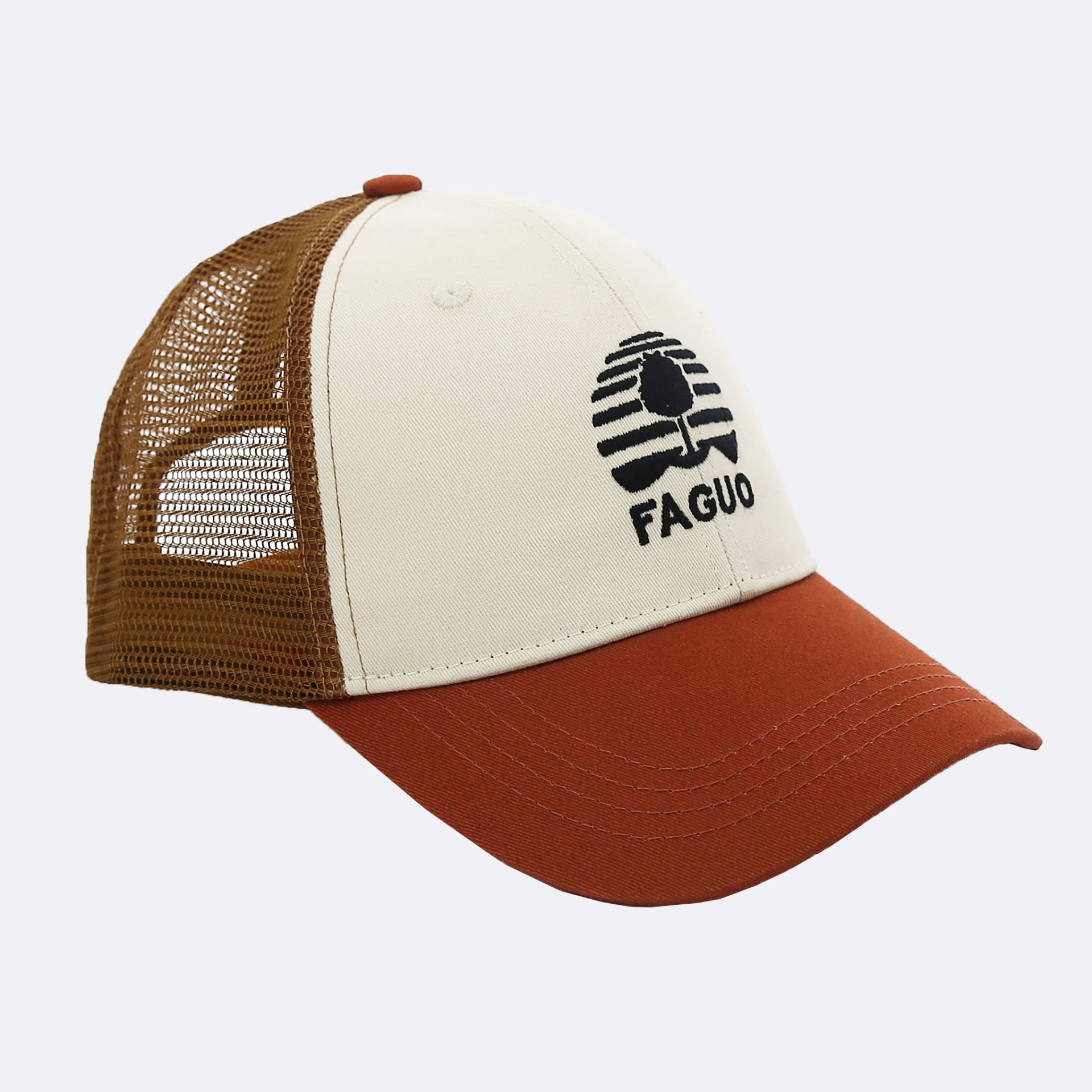 Casquette terracotta & camel Coton et polyester - modèle Cap trucker