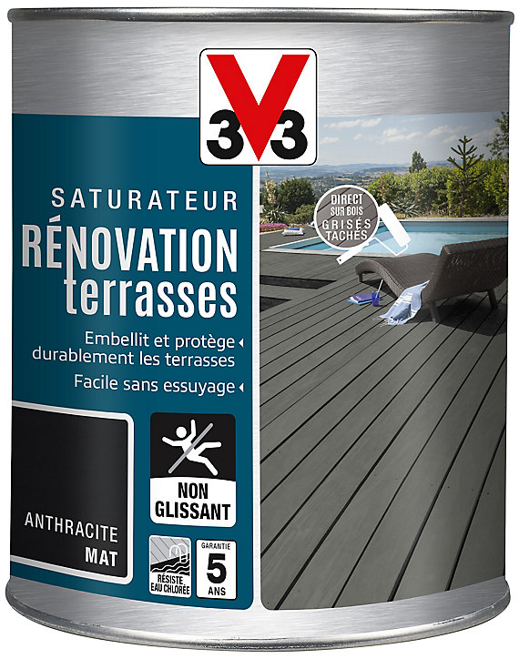 Saturateur extérieur terrasses et bardages Anthracite V33 1L