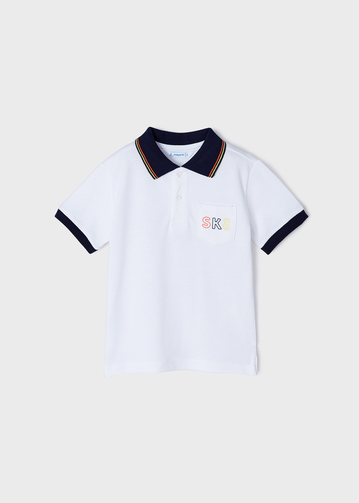 Camisa polo de manga curta com estampa, feita de algodão para meninos