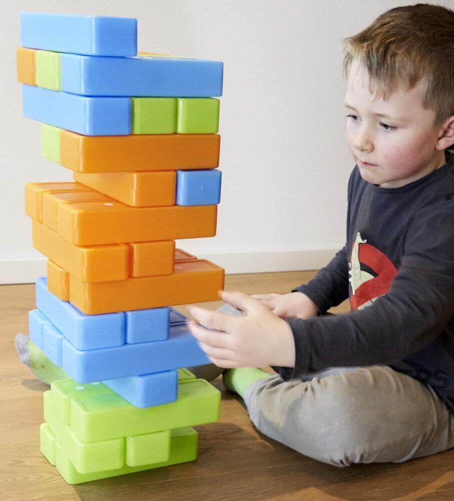 alldoro - Tower und Domino 2 in 1, Wackelturm und Domino Spielset, 30 Bausteine, 1 Würfel, in praktischer Aufbewahrungst