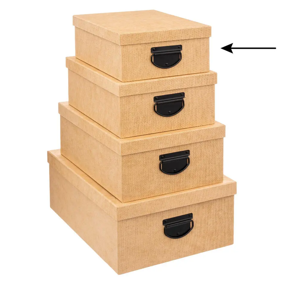 5Five Opbergdoos/box - goudgeel - L28xB22xH11 cm - Stevig karton