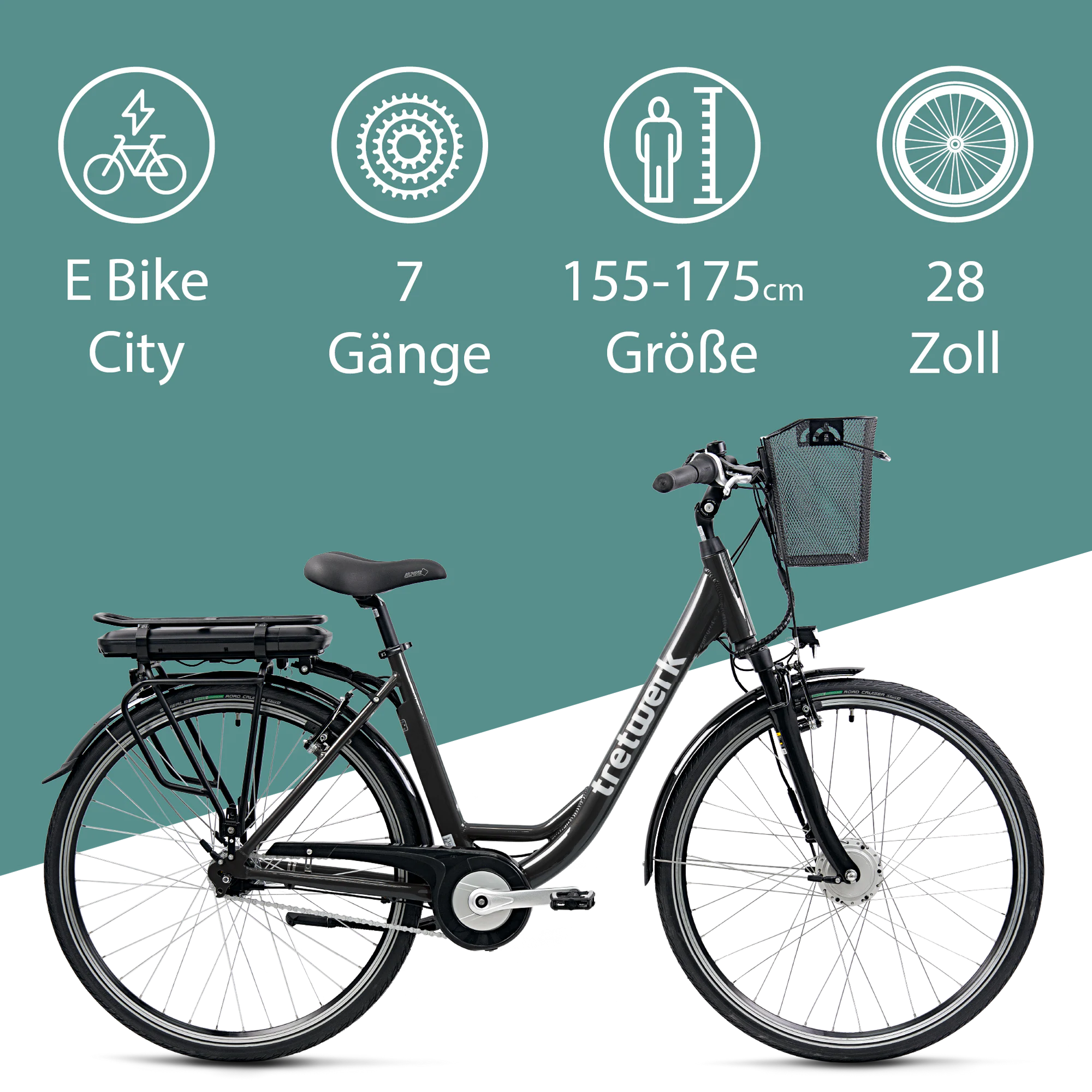Tretwerk Cloud Pro E Bike Damen 28 Zoll Elektrofahrrad 155 - 175 cm retro Damenfahrrad mit Nabenschaltung