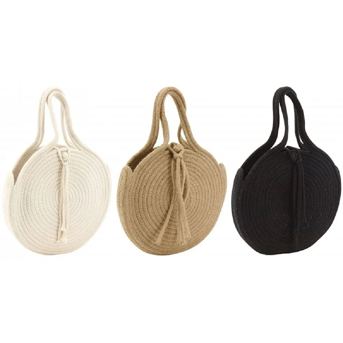 Aubry Gaspard Sac Rond - Corde de Coton et Jute Noir