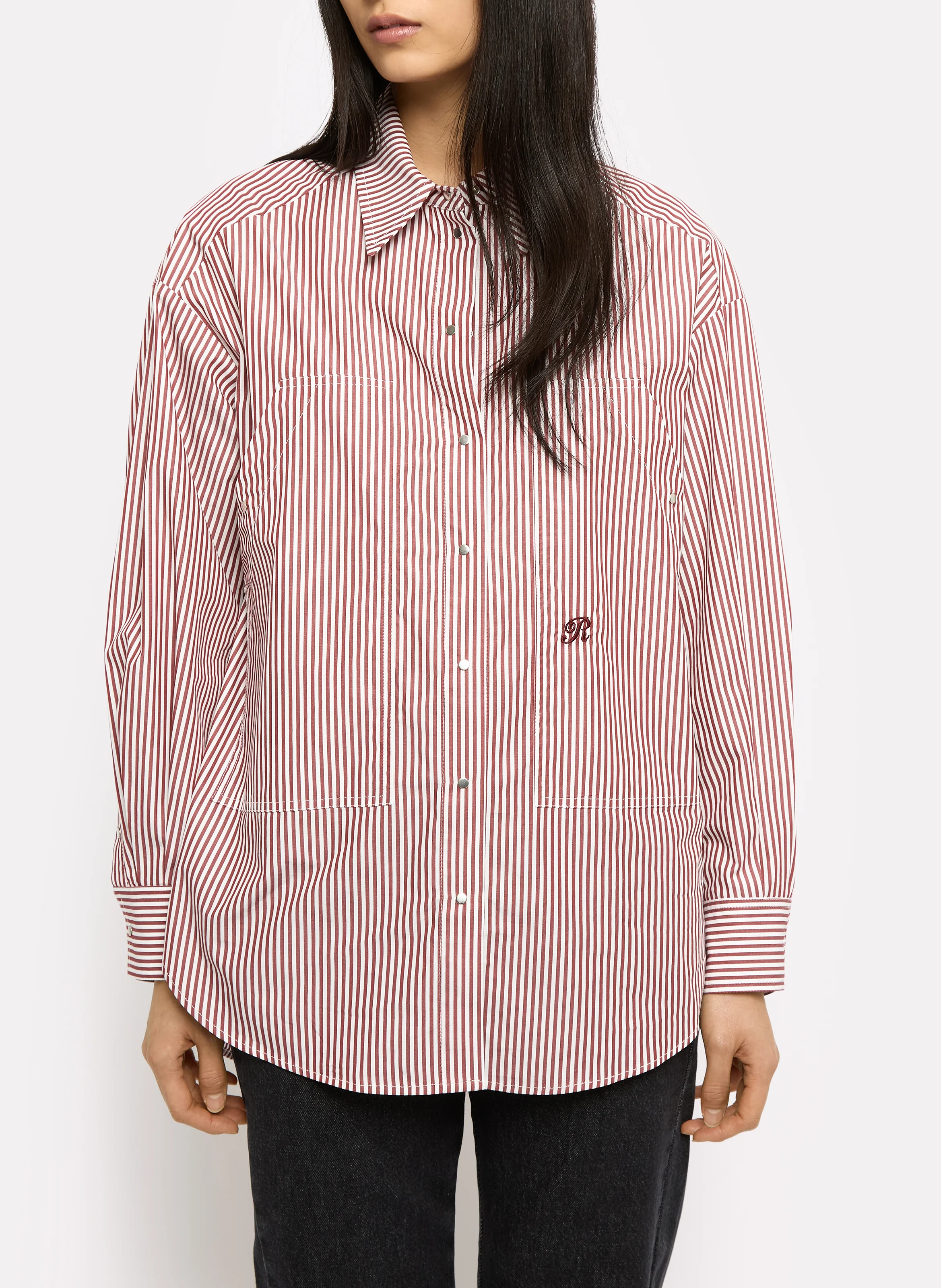 ANGELE - Chemise oversize col classique en coton | Marron