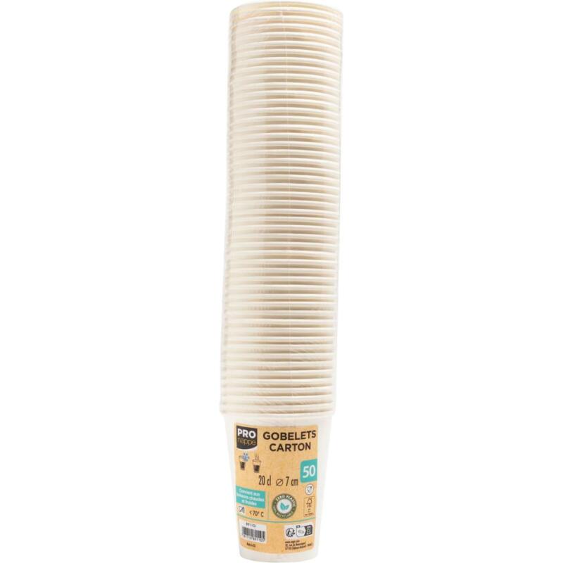 50 Gobelets en carton, 20 cl - Blanc