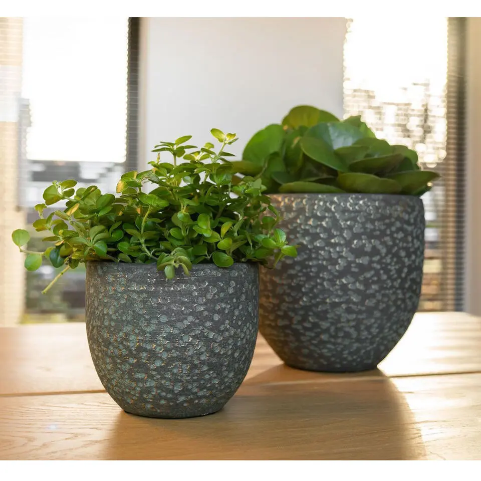 Ter Steege Plantenpot/bloempot Lava Stone - groen - D36 x H32 cm