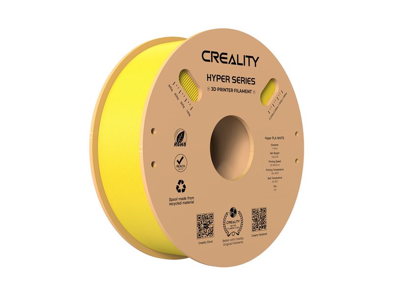 Creality Filament PLA Hyper, Gelb, 1.75 mm, 1 kg Hochwertiges 1.75 mm PLA Hyper Filament für 3D Drucker