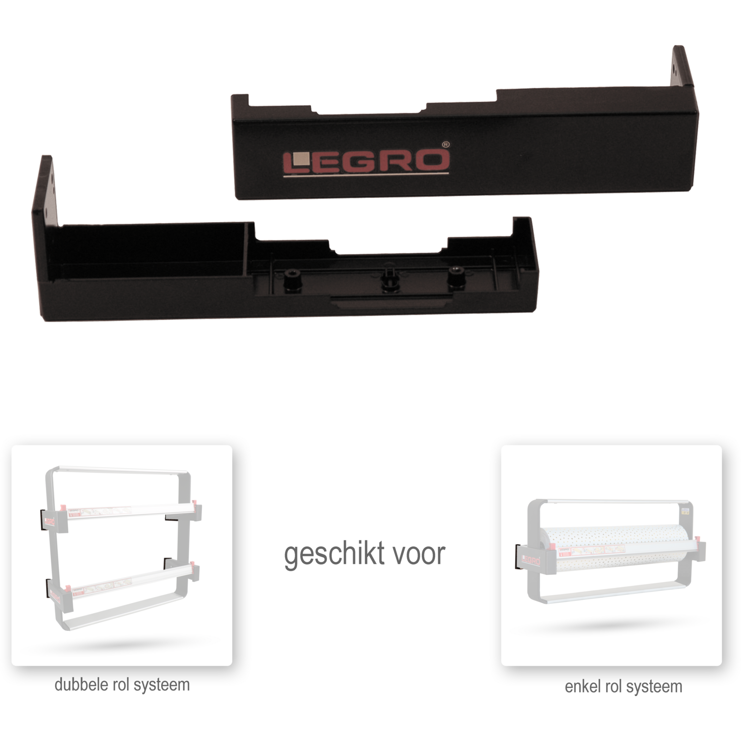 Legro Wandsteunset, voor papierafroller, metaal, zwart