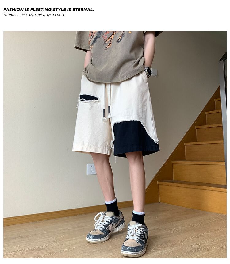 AXEN - Tweekleurige shorts met trekkoordtaille