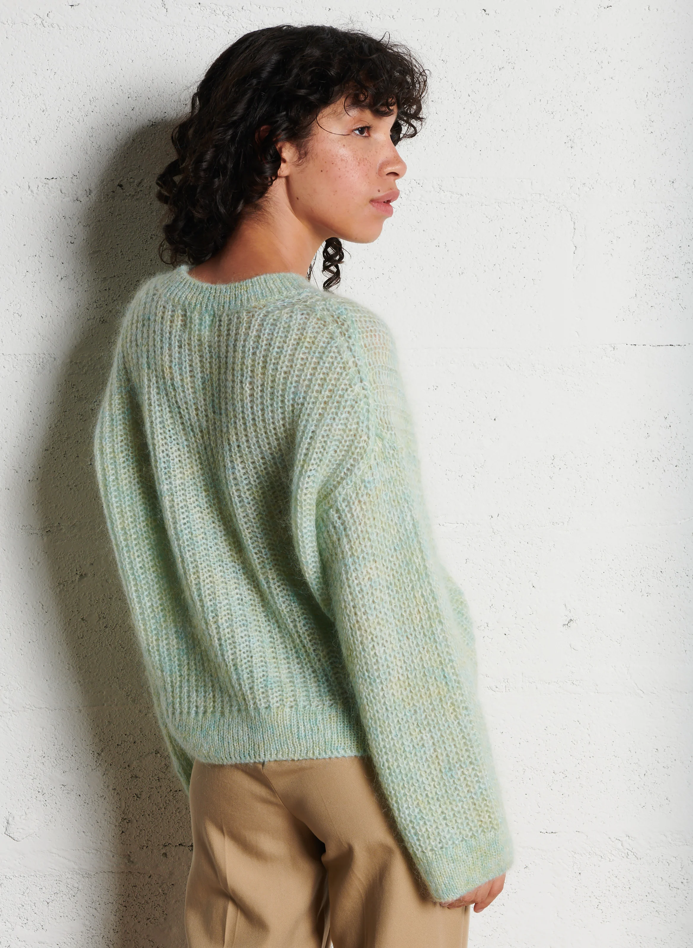 CLYDE - Pull oversize col rond en laine mélangée | Vert