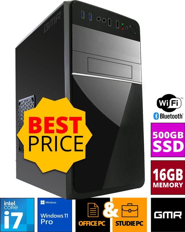Intel - Compleet PC - Intel Core i7 - 16 GB RAM - 500 GB SSD - Windows 11 Pro