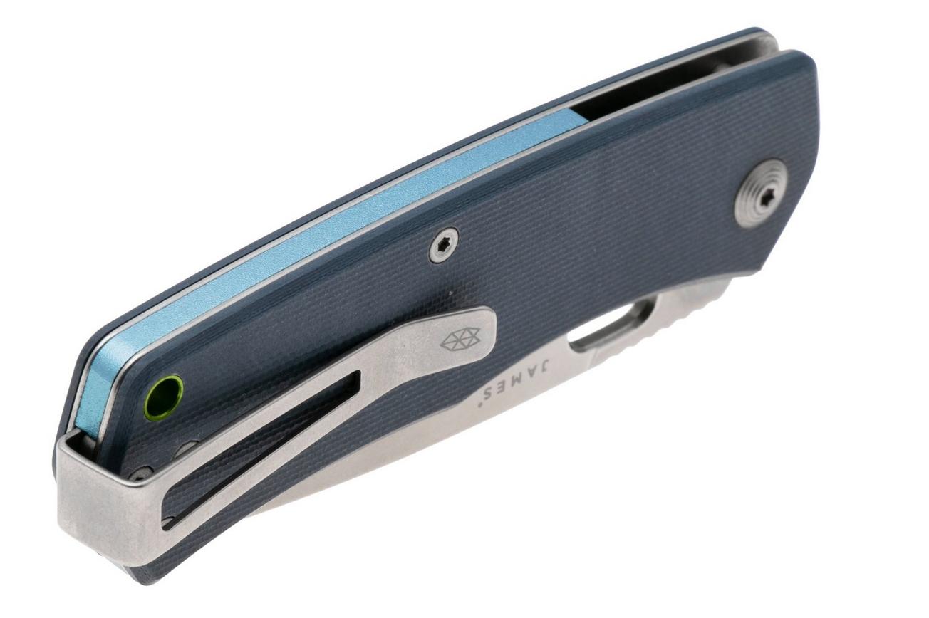 The James Brand The Folsom KN112254-00 Stonewashed VG-10, Tidal Blue G10, zakmes