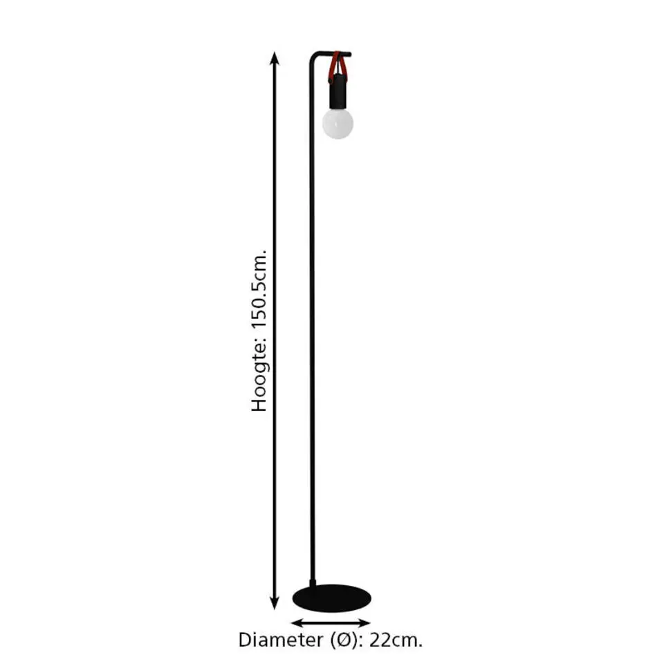 EGLO Apricale Staande lamp - E27 - Leer - Zwart/Bruin
