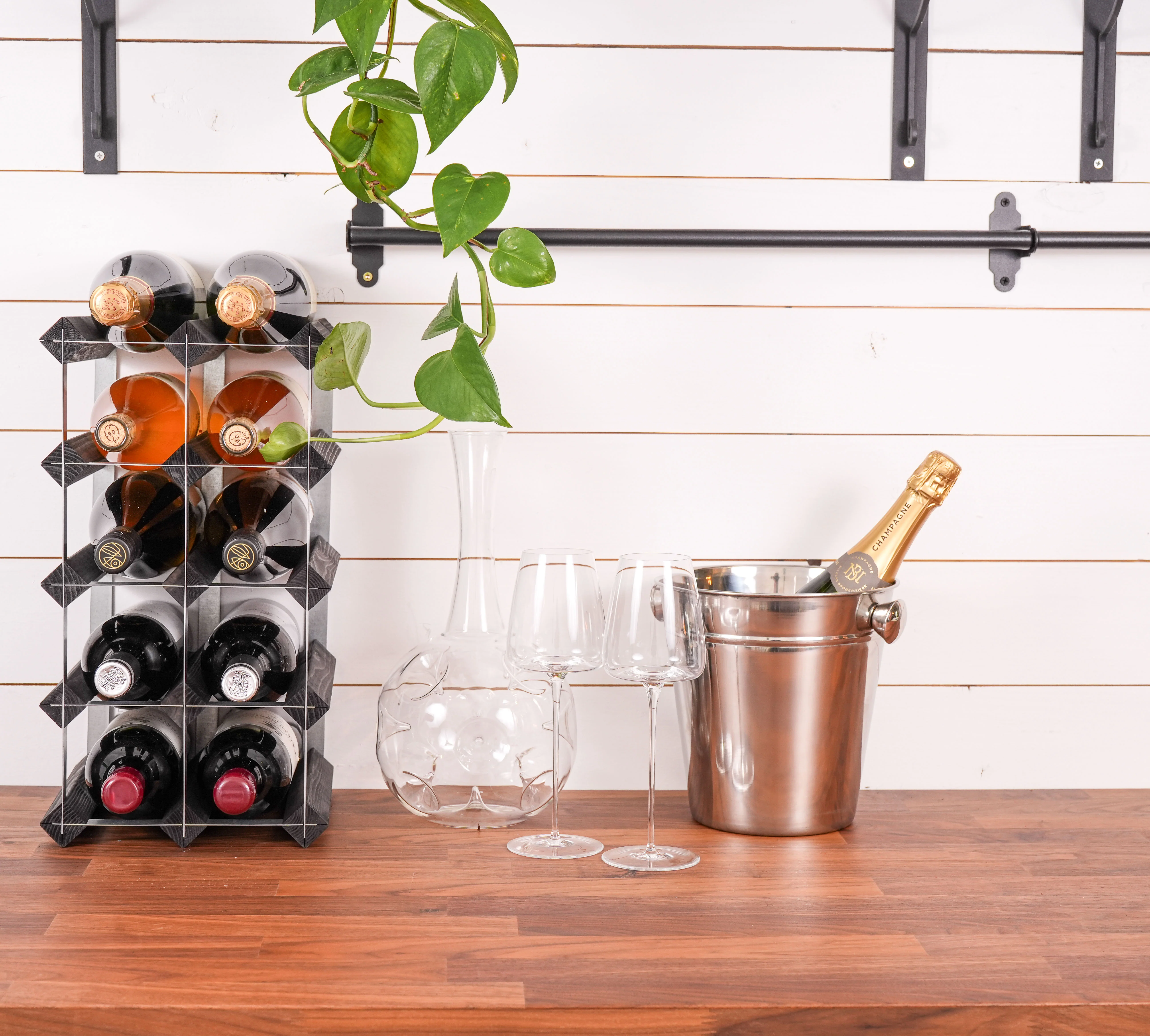 Traditional Wine Rack  Vinreol, 12 flasker - sort ask
