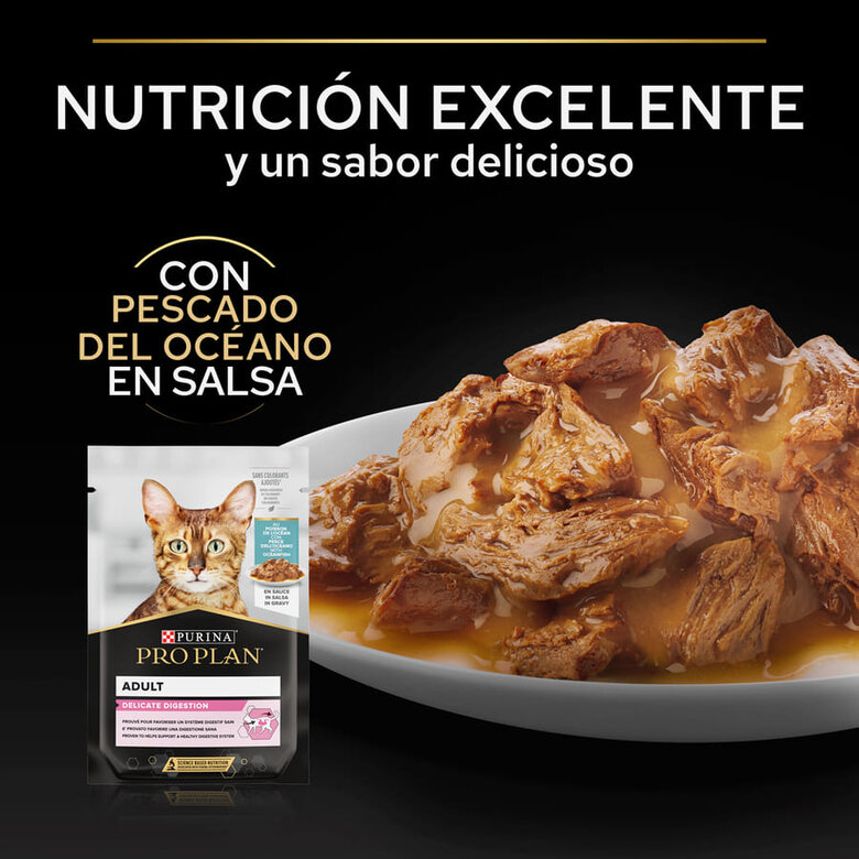 Pro Plan Delicate Digestion com Peixe do Oceano ao Molho para Gatos