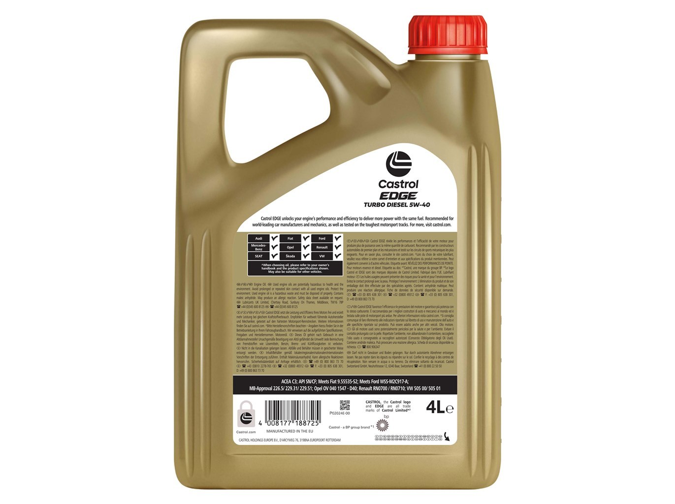 LUBRIFICANTE CASTROL EDGE TURBO DIESEL 5W40 4L