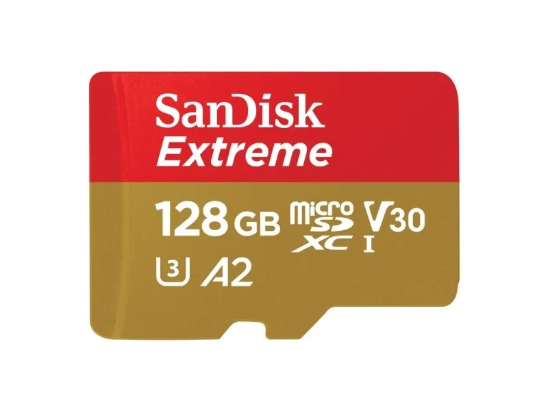 SanDisk Extreme - Flashhukommelseskort (microSDXC til SD adapter inkluderet) - 128 GB - A2 / Video Class V30 / UHS-I U3 / Class10 - microSDXC UHS-I