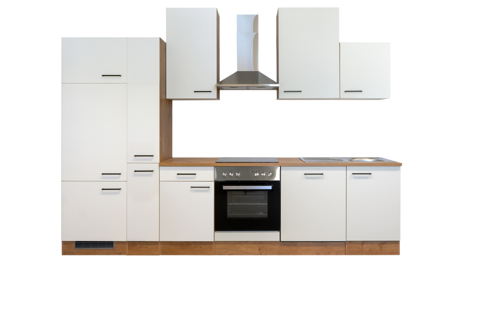 Küchenblock VINTEA - Magnolia matt - Lancelot Oak - mit E-Geräten - 310 cm