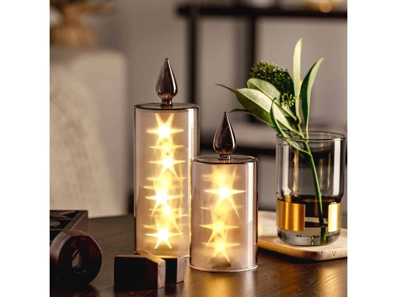 Leonardo Kerze Silenzio LED, 24 cm, Grau LED-Weihnachtskerze