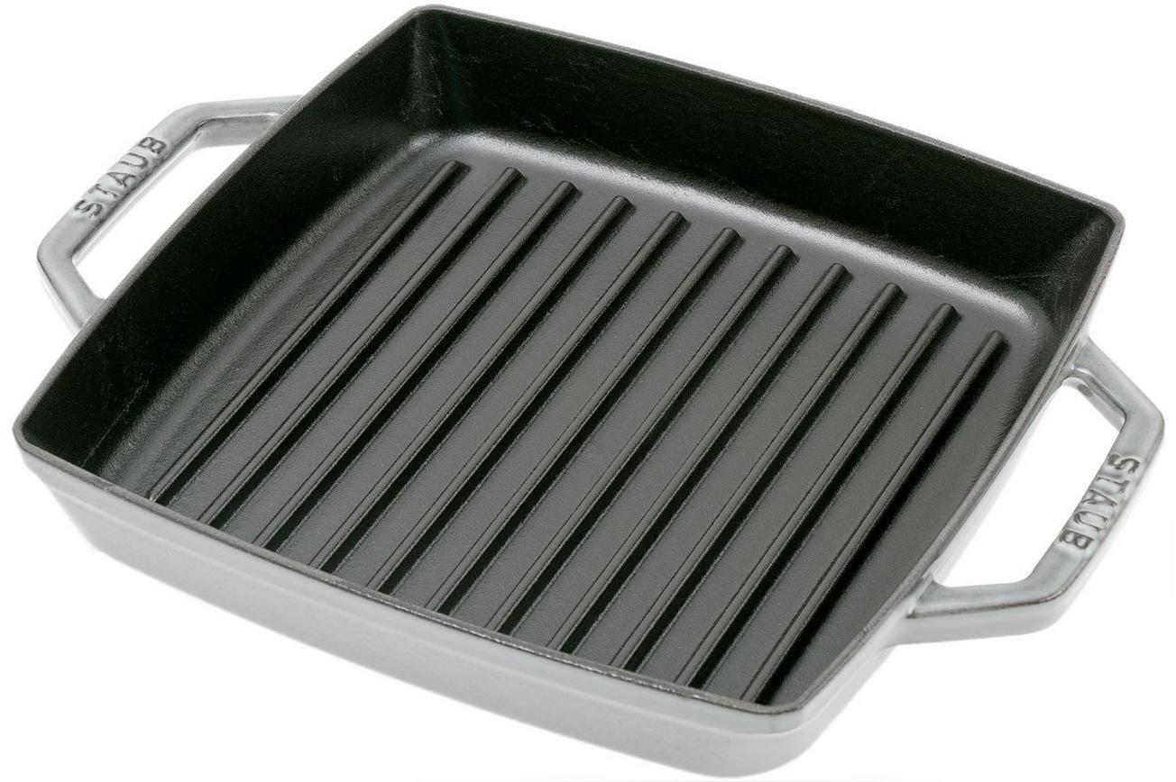 Staub grillpan 23cm vierkant, grijs