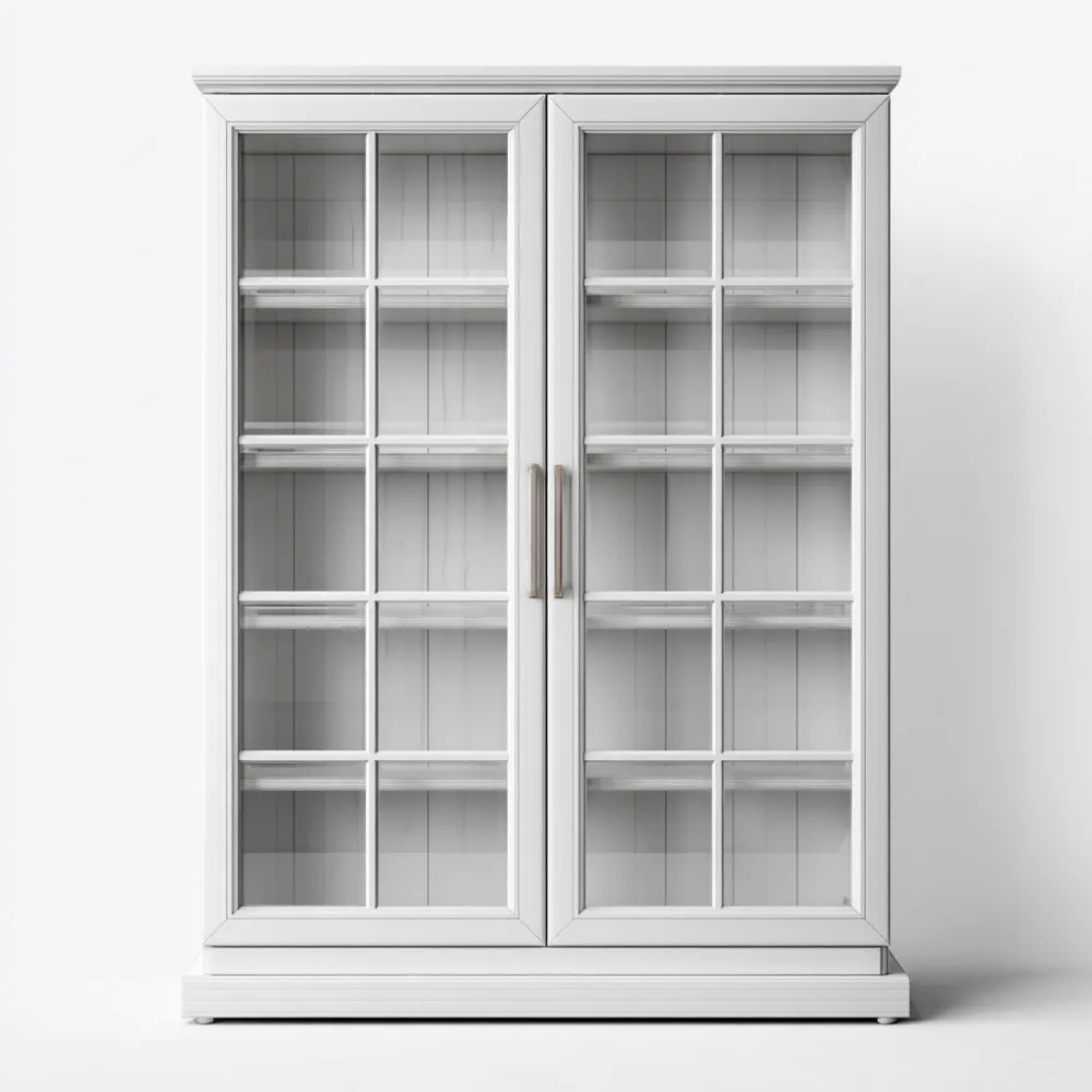 Vitrinenschrank Glas Holz 200x120x40 cm – Weiß – Klassisches Design