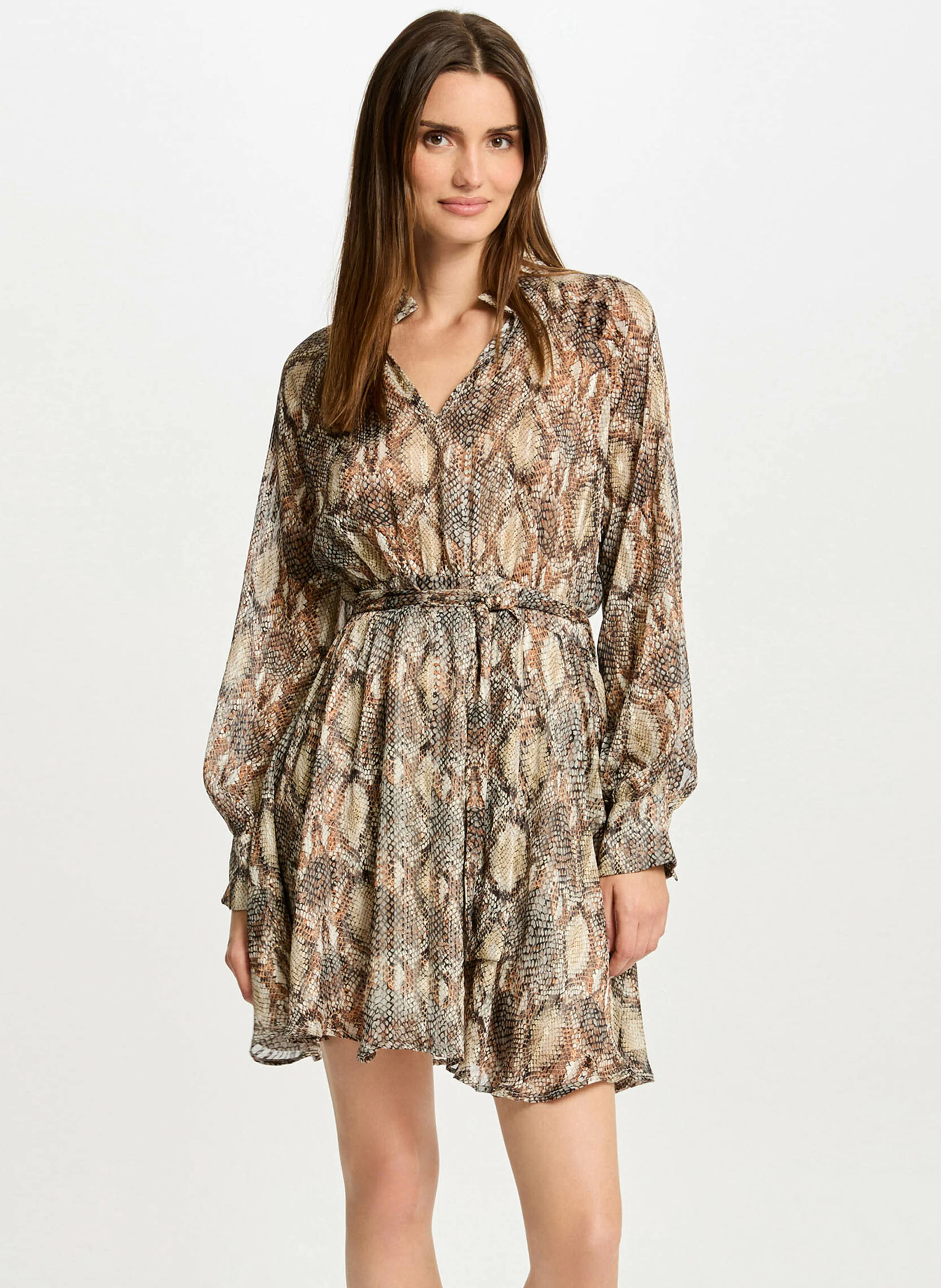 RLIPA.F - Robe courte col chemise imprimée | Multicolore
