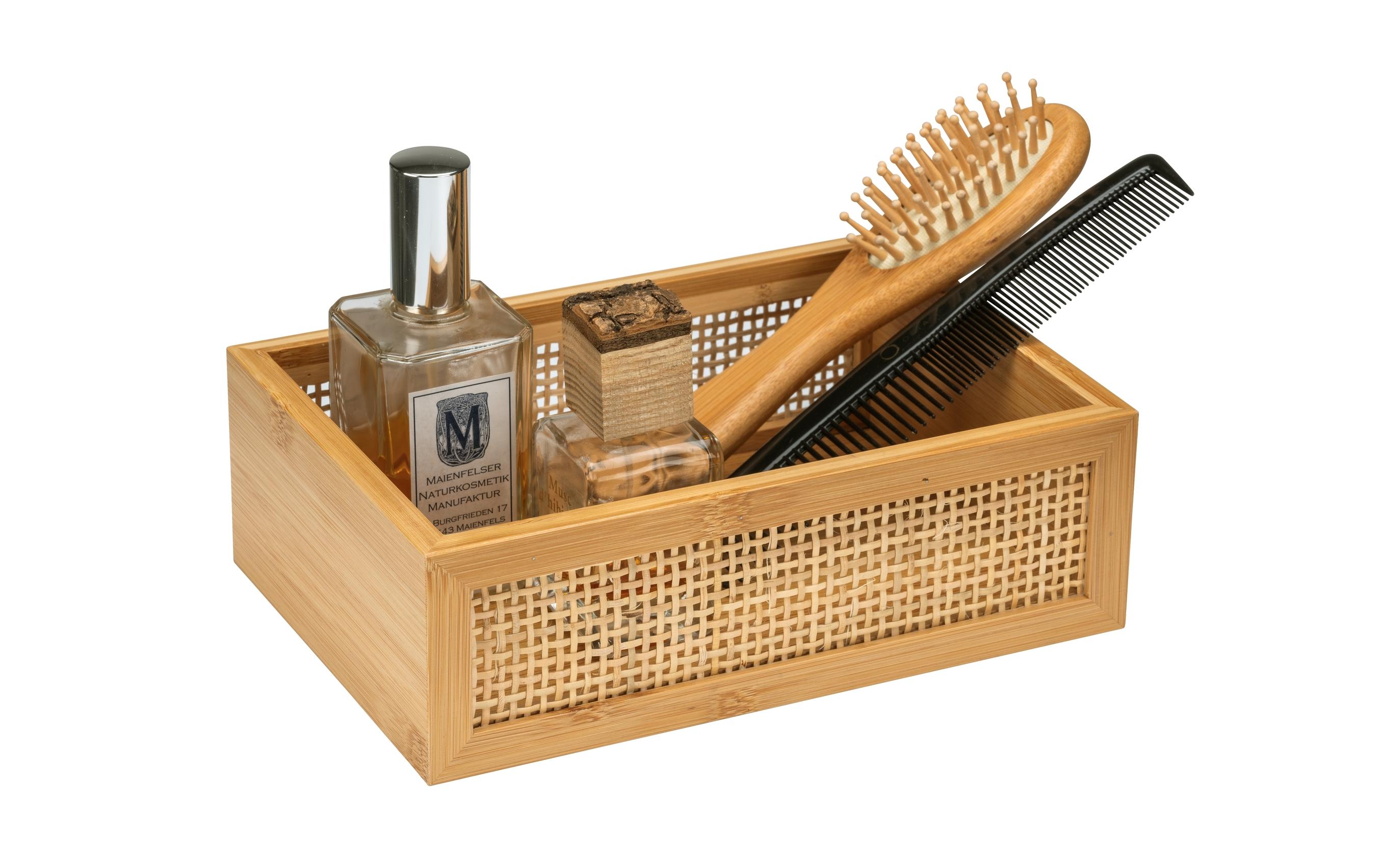 Aufbewahrungsbox Allegre L, HellbraunBadablage aus Bambus und Rattan