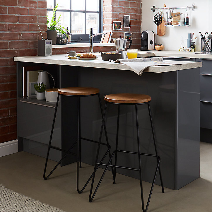Tabouret de bar GoodHome Maloux noir