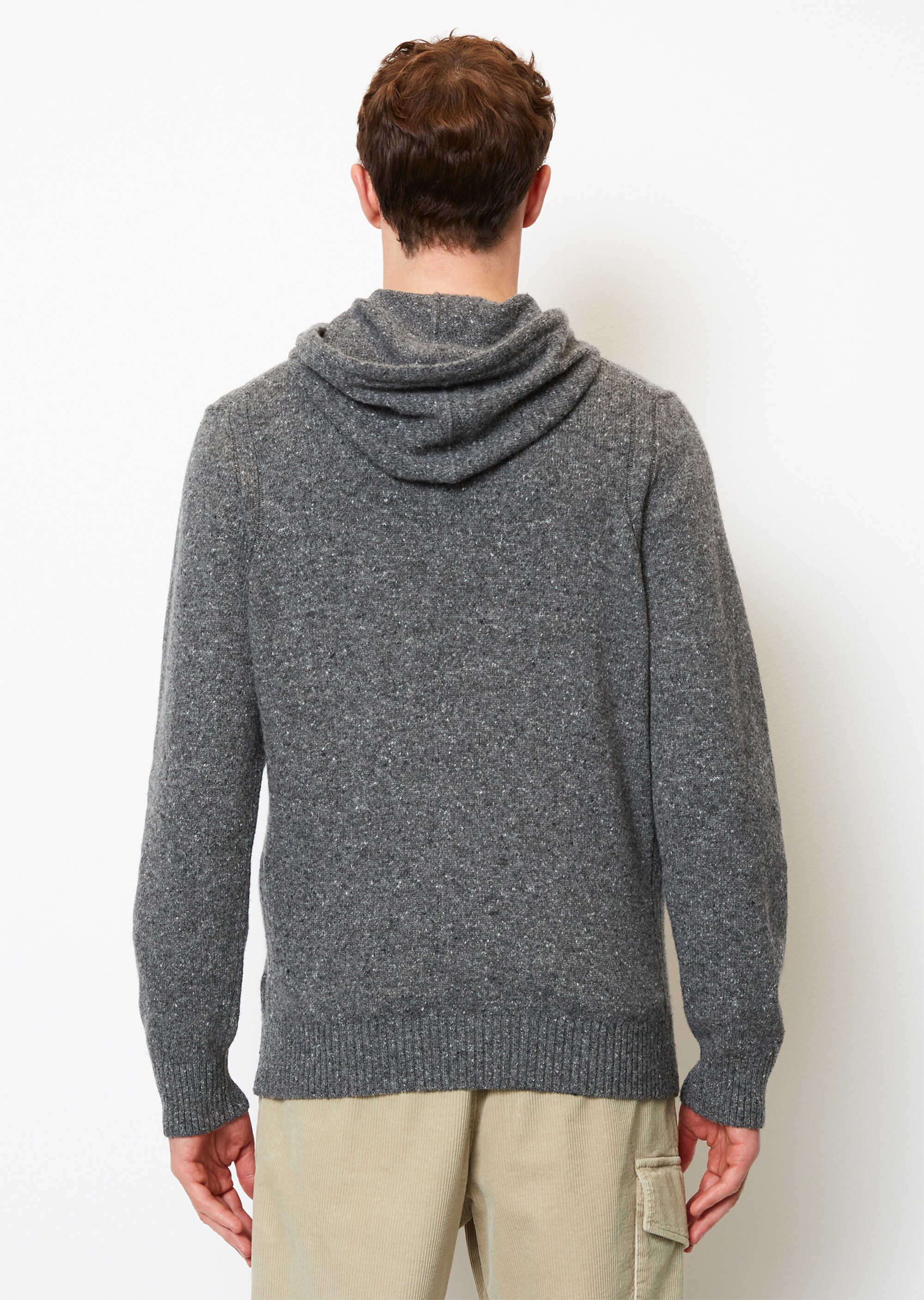 Pullover regular mit Kapuze aus gesprenkeltem Tweedgarn