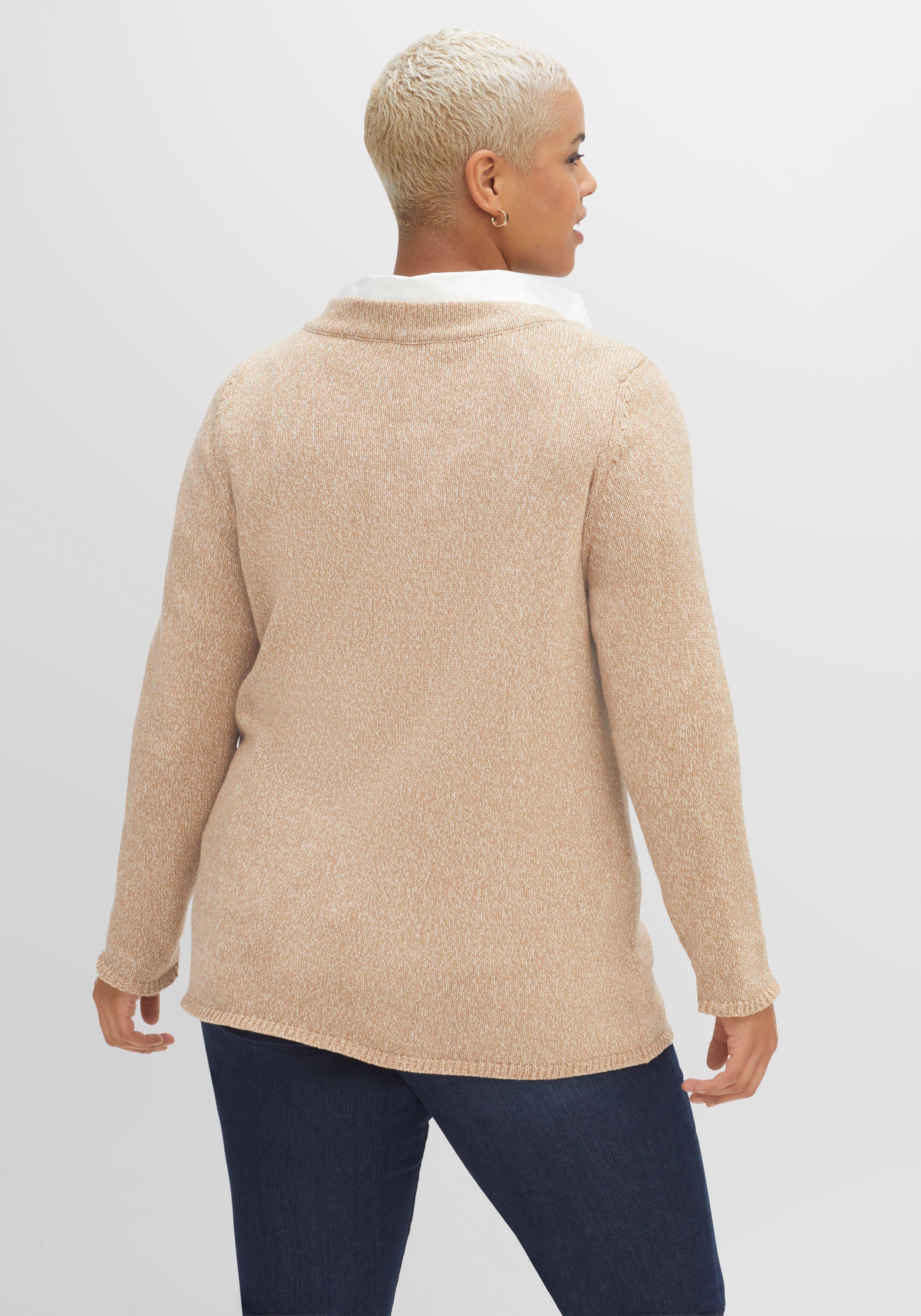 Pullover mit V-Ausschnitt und breiter Blende