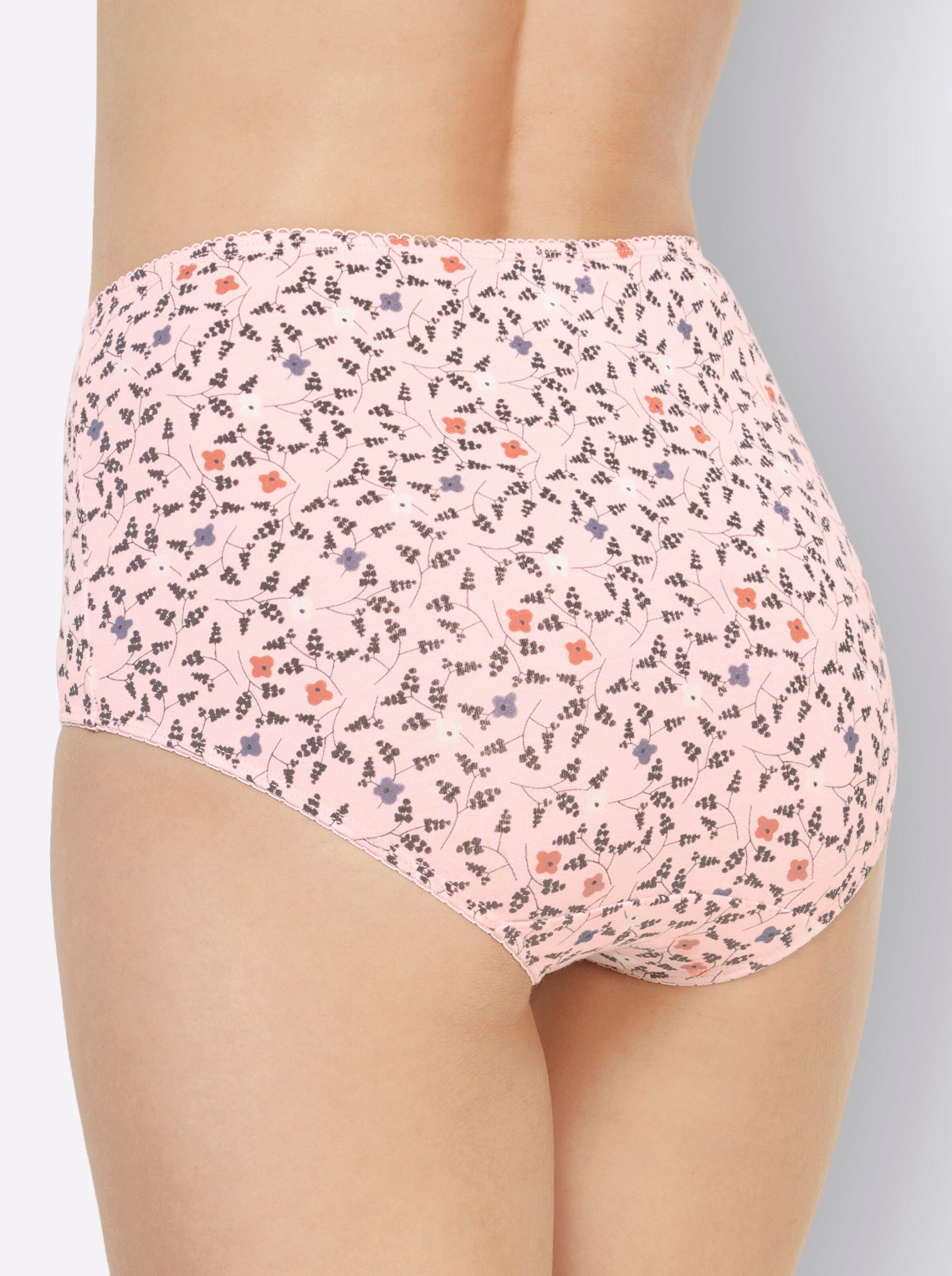 wäschepur Taillenslip in 2x hellrosé-bedruckt + hellrosé + taubenblau