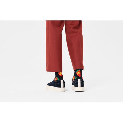 Happy Socks Strawberry Fresh Strømper, Black, 41-46