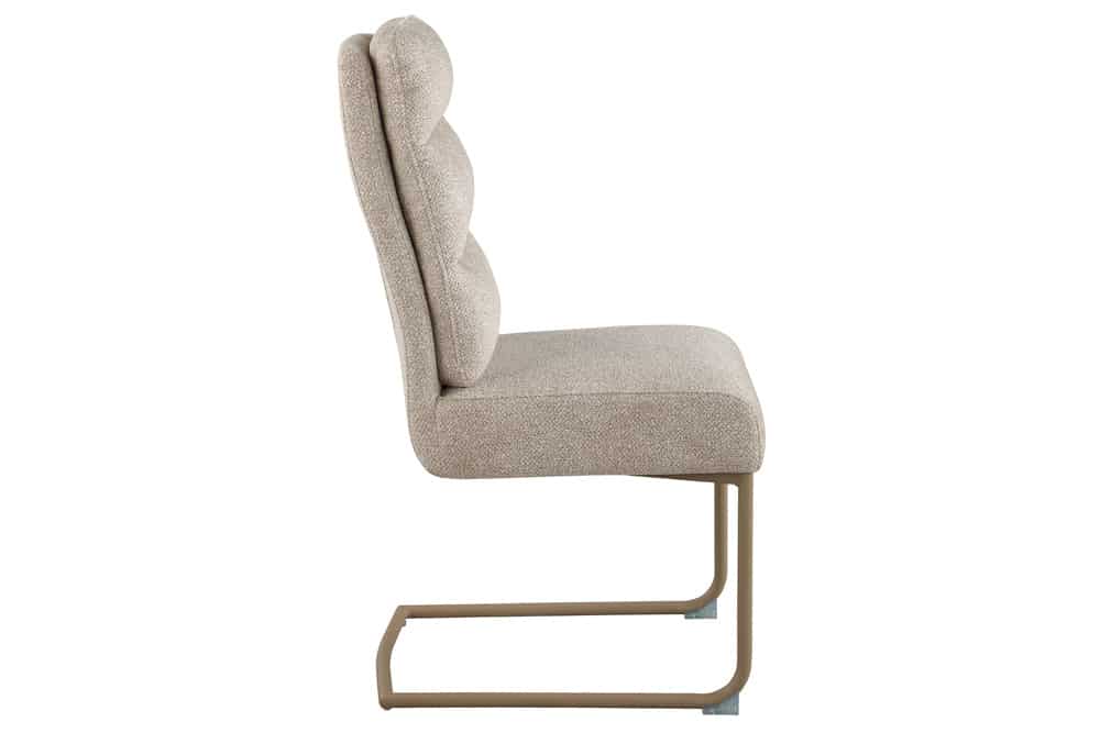 Design Freischwinger Stuhl COMFORT beige Strukturstoff mit Metallgestell