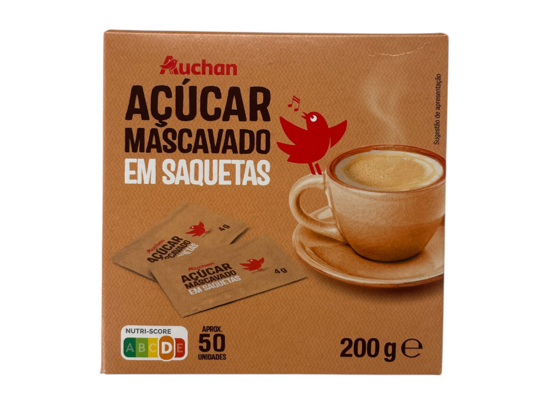 AÇUCAR MASCAVADO AUCHAN EM SAQUETAS 50 UN 200 G