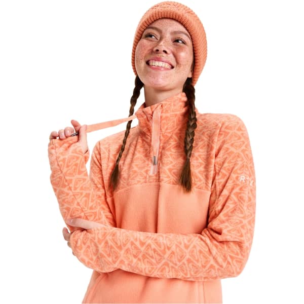 Sweat polaire ROXY SAYNA HALF ZIP PEACH PINK ROXYGRAM TONAL