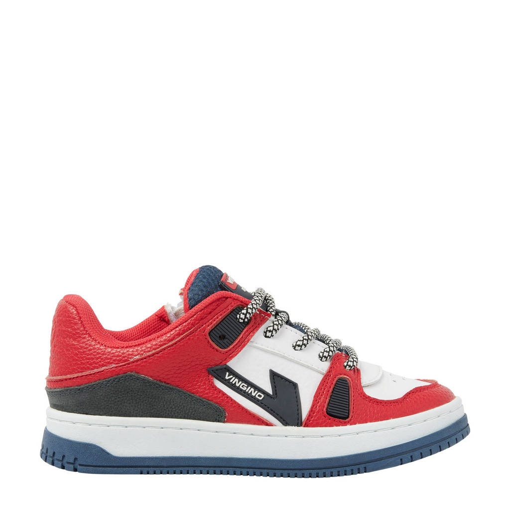 Vingino Kevinleren sneakers rood/wit