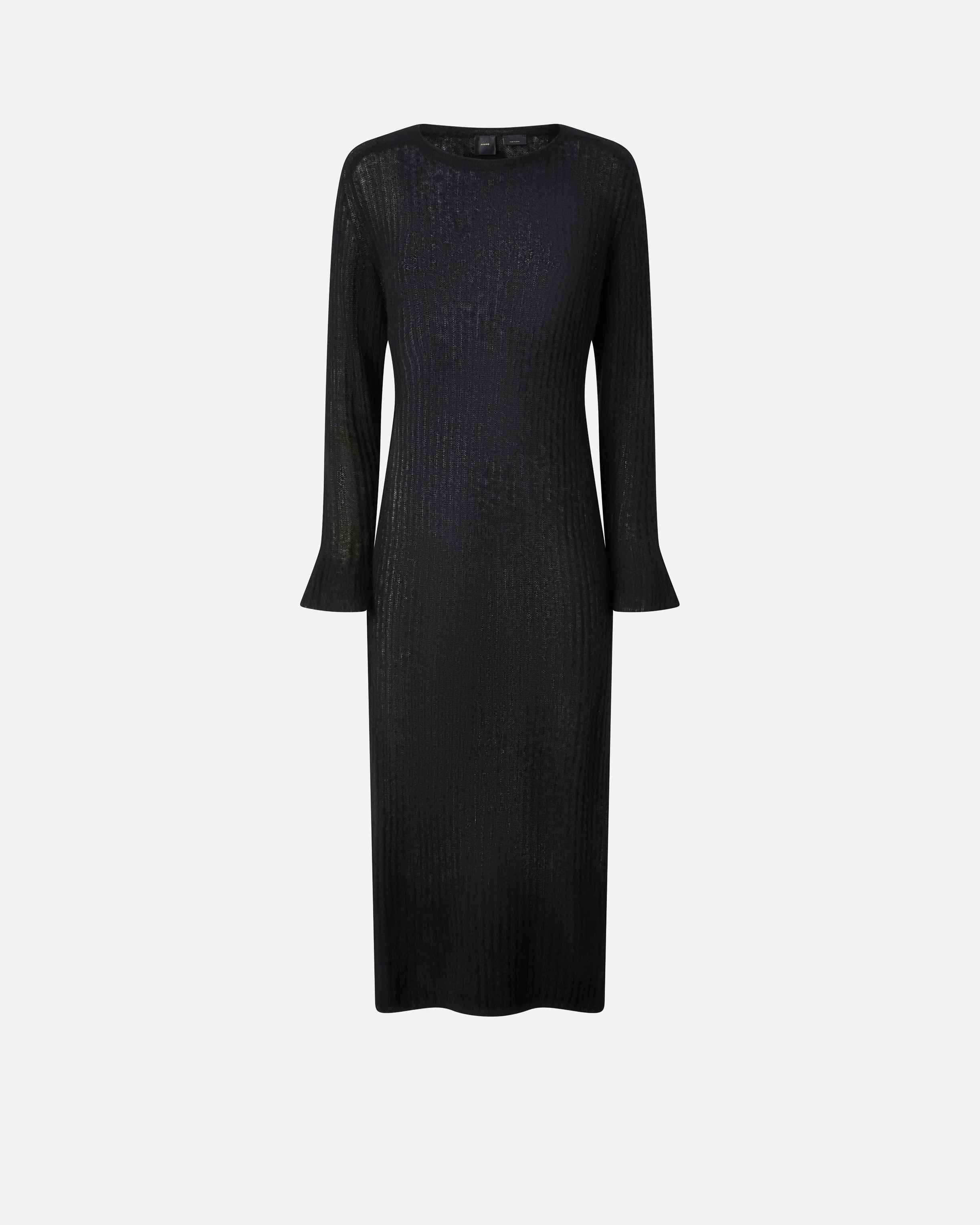 Robe longue côtelée légère effet voile | Noir