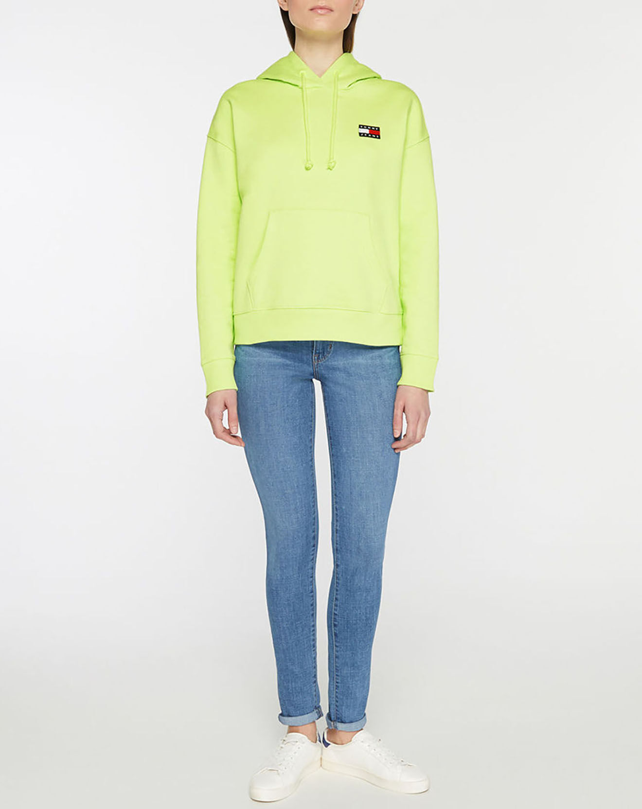 Tommy Jeans Sweat à capuche tommy badge vert fluo