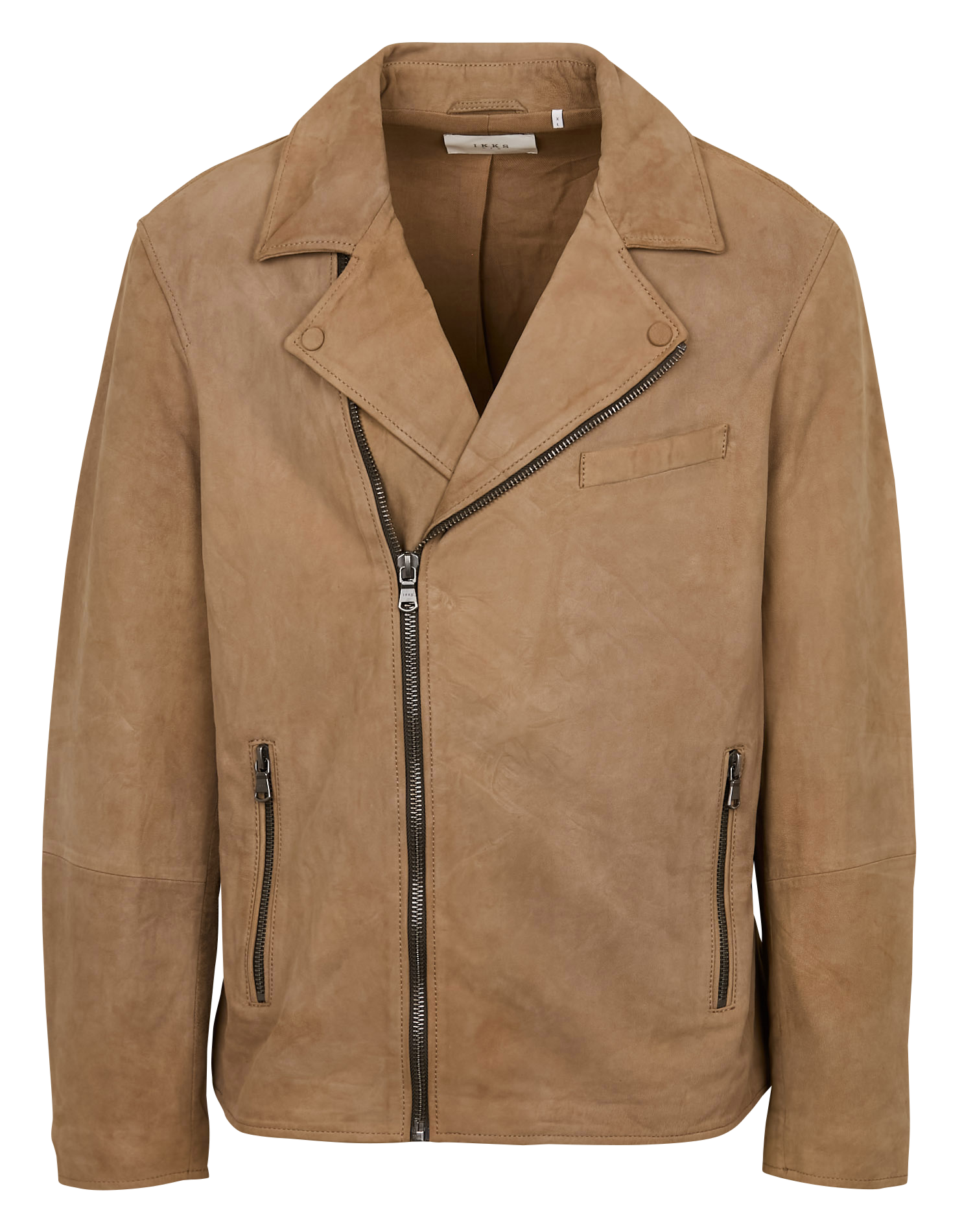 Veste droit en cuir velours | Beige