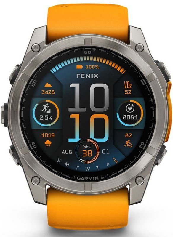 Garmin - Fenix 8 - Smartwatch - Saffier - Titanium - Spark Orange Graphite