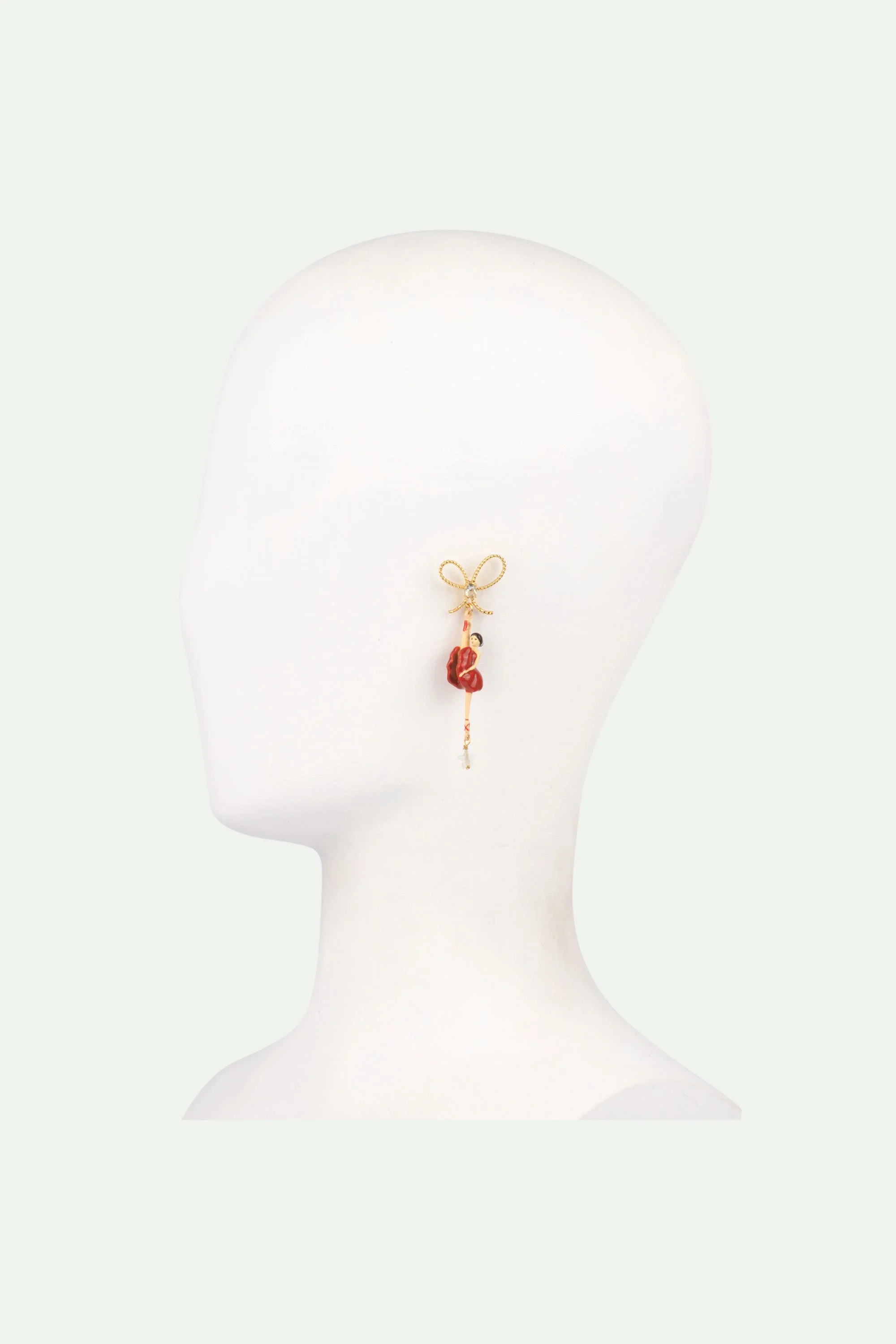 Boucles d'oreilles asymétriques ballerineet noeud | Rouge