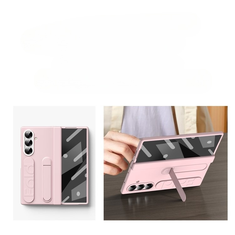 Samsung Galaxy Z Fold7 Soft Touch Hardcase Schutzhülle mit Handschlaufe   Kickstand Aufsteller - Rosa