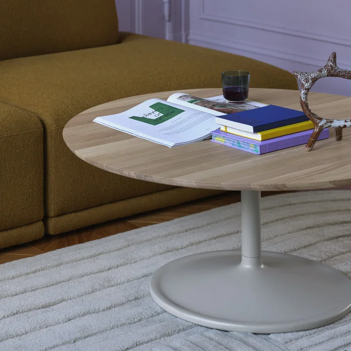 Muuto - Soft Couchtisch, Ø 95 cm, H 42 cm, Eiche geölt / grau