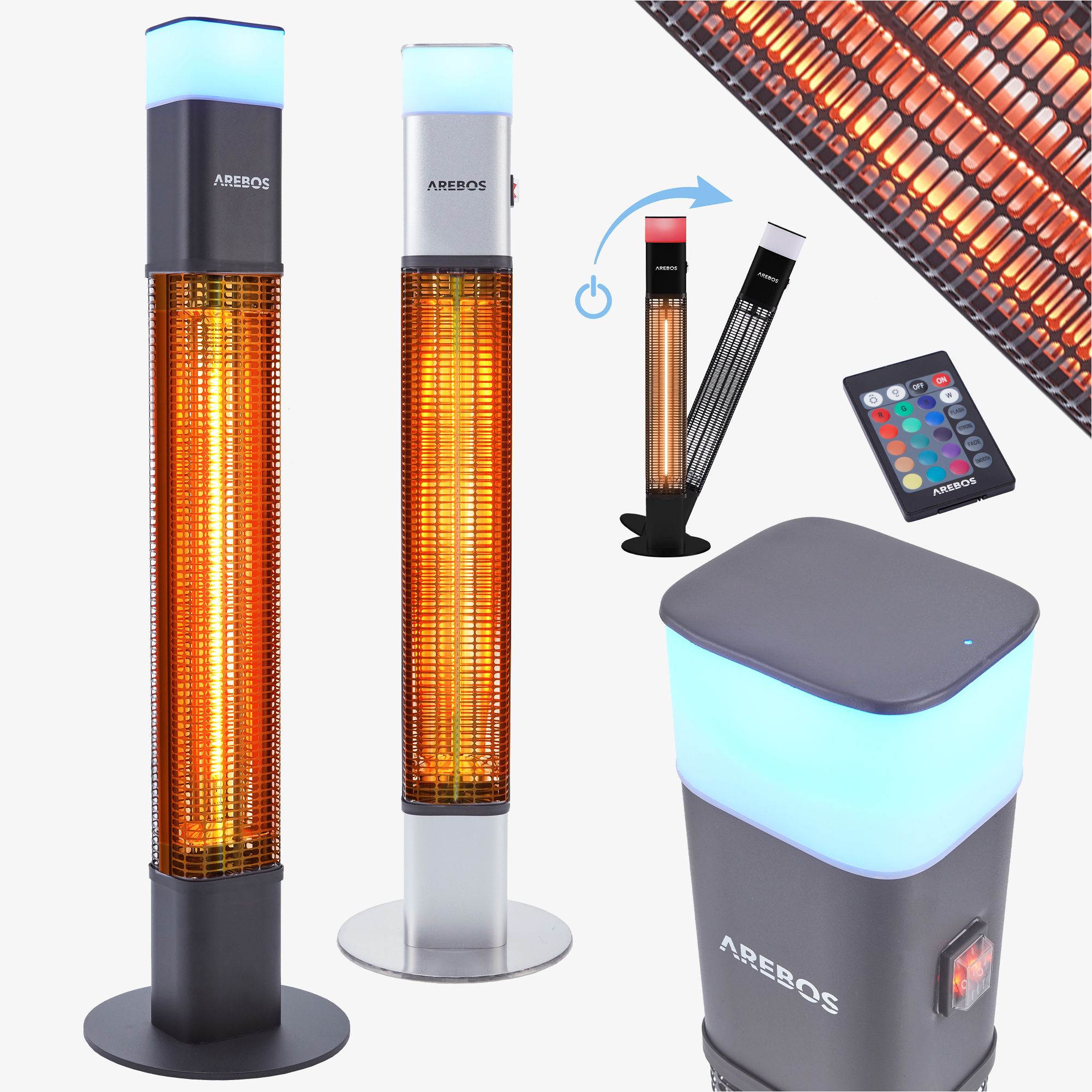 Infrarot Terrassenheizstrahler 1500W mit LED
