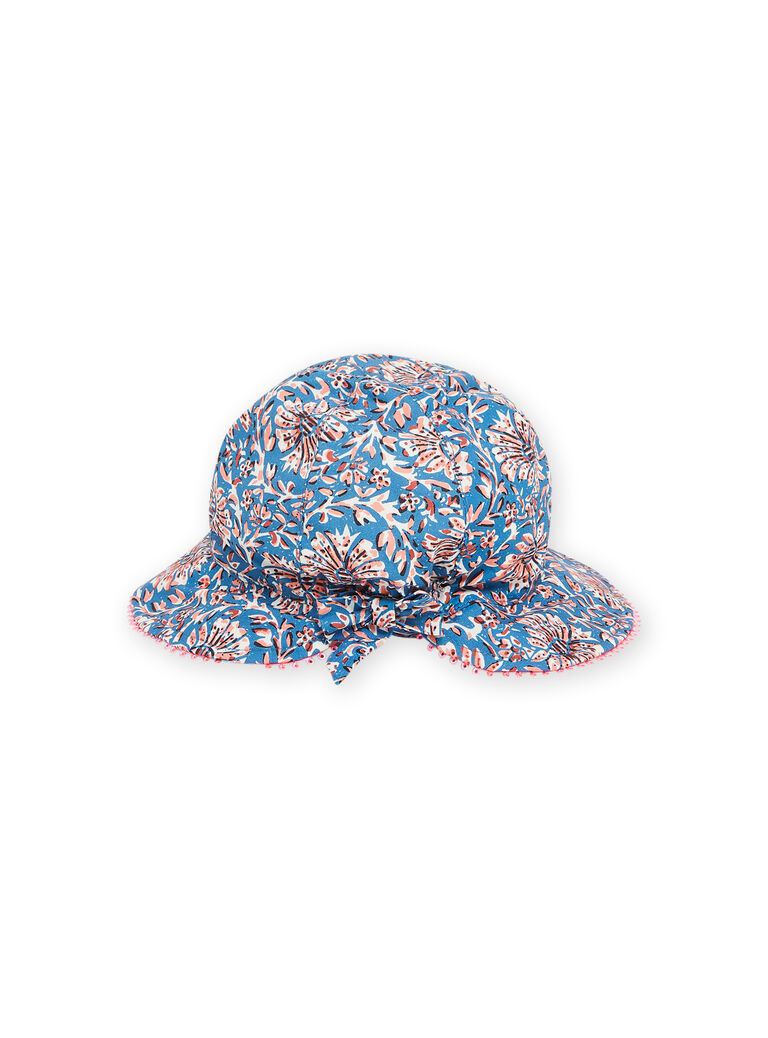 Chapeau bleu à imprimé fleuri bébé fille